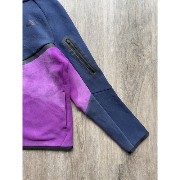 Nike Y2K Tech Fleece Full Zip Jacket Hoodie Purple Blue Youth Large Sports Fade - Picture 5 of 12